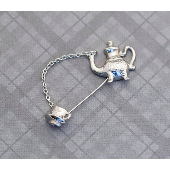 Vintage Victorian Silver Tone Tea Kettle Stick Pin by Avon G12 - Picture 1 of 2